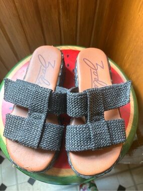 Zodiac Black Woven Espadrille Slide Sandals